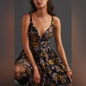 ‼️RARE‼️🎸ANTHROPOLOGIE🎸🔥NWT🔥Jacquard A-Line Mini Dress in Black Motif— Size 6